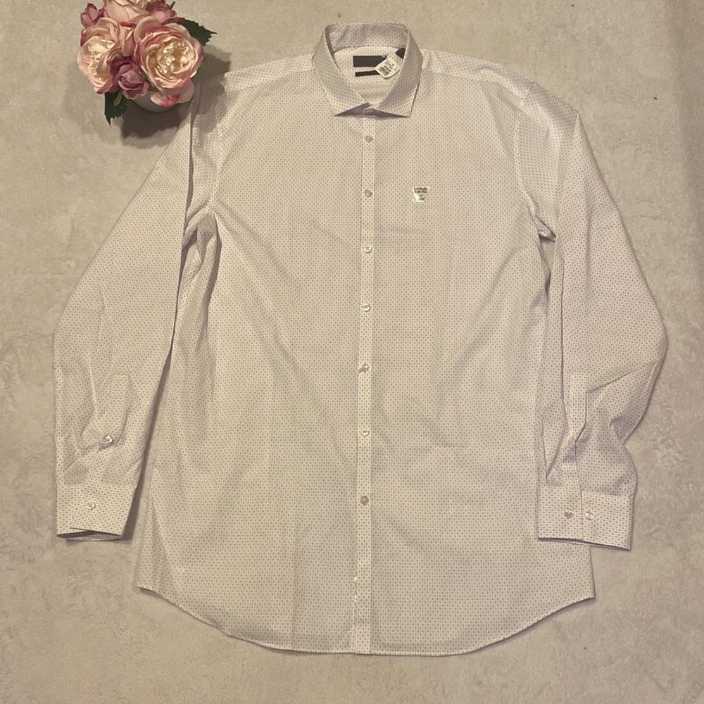 NWT CALVIN KLEIN Extreme Slim Tall Non-Iron Size 17 36/37 Button Down Shirt